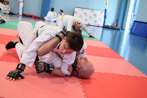 Allenamento di Koryu Uchinadi nella palestra di Malavicina